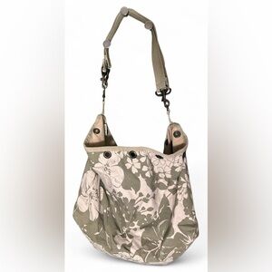 5/$25 Eddie Bauer Floral 100% Cotton Canvas Shoulder Bag in Beige and Olive